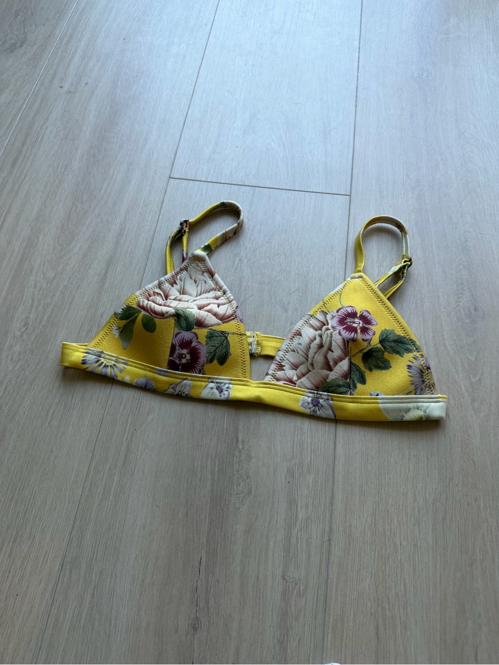 triangl swimwear Yellow Floral Triangle Bikini Top